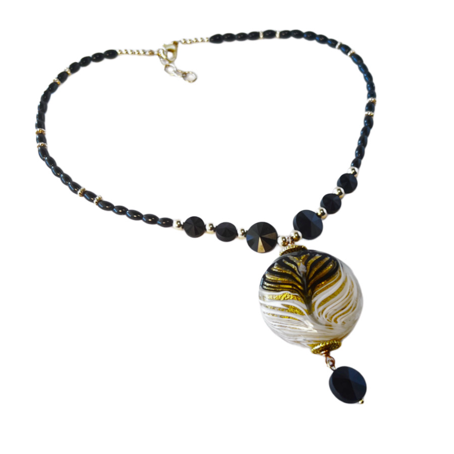 Italian Pink and Gold Murano Glass Bead Necklace in 18kt Gold Over Sterling | Ross Simons