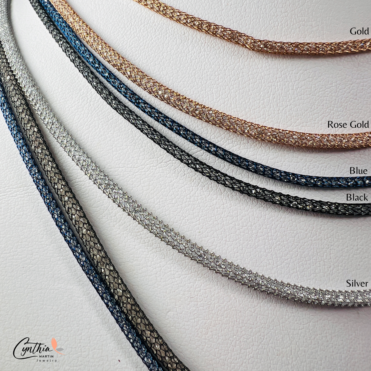 Black Crystal Mesh Necklace