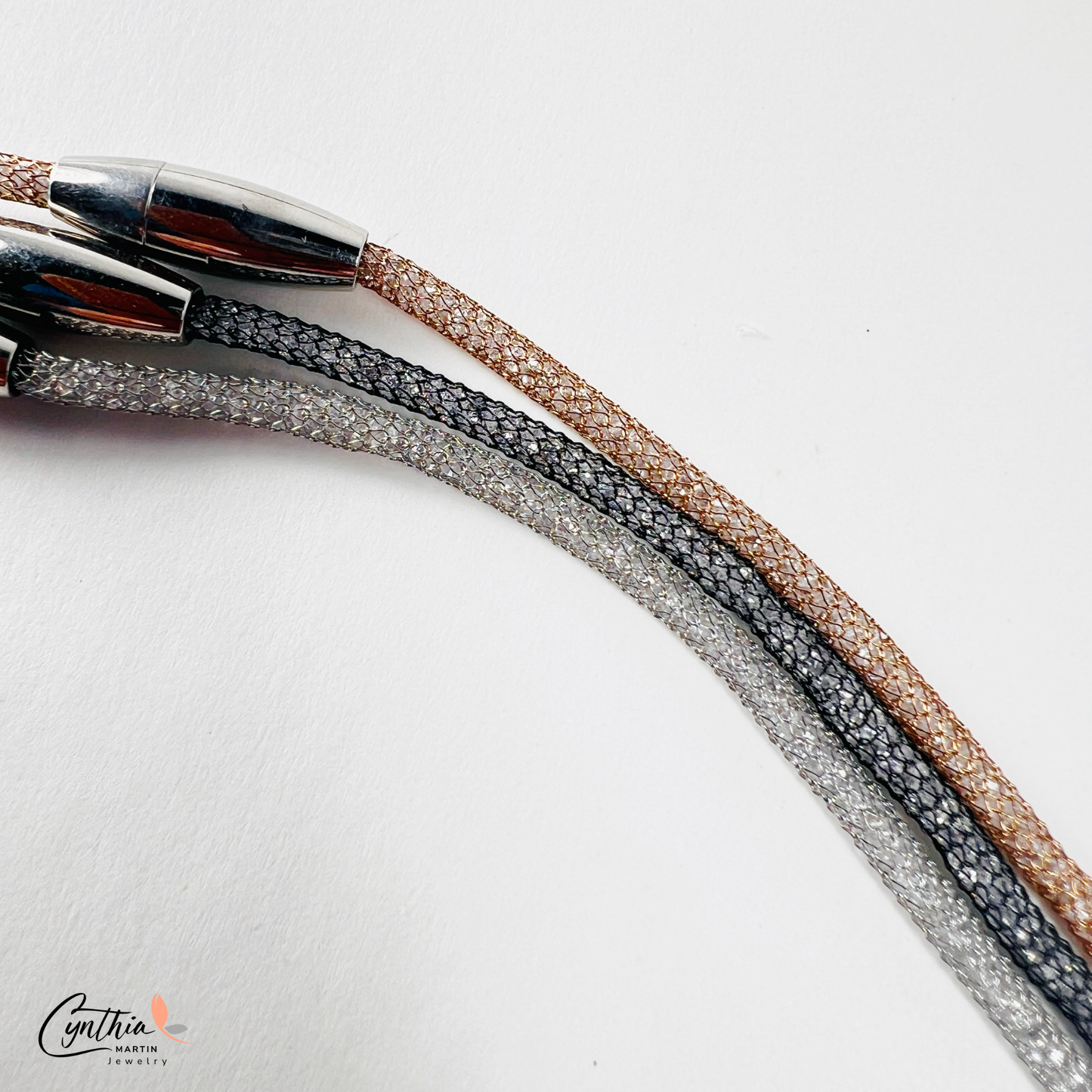 Black Crystal Mesh Necklace