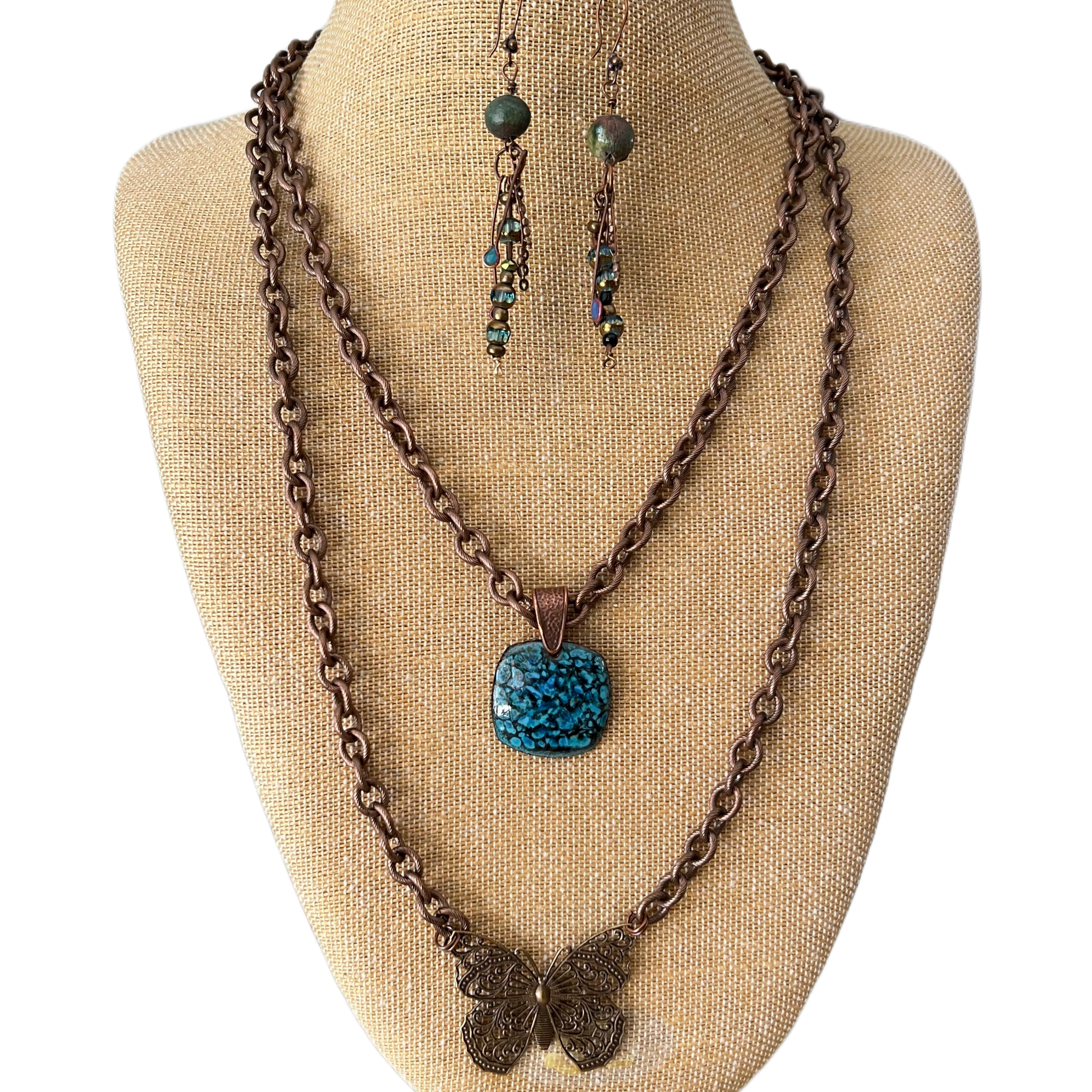 Torch-Fired Enamel Pendant on 40-Inch Bronze Chain with Changeablez Feature