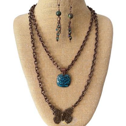 Torch-Fired Enamel Pendant on 40-Inch Bronze Chain with Changeablez Feature