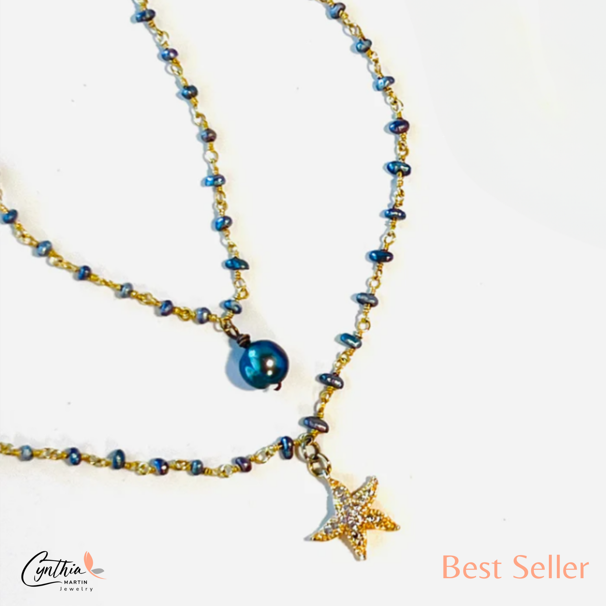 Pave Starfish Earwire with Gold Beads and Crystals - Ideal for Royal Star Gazing Necklace