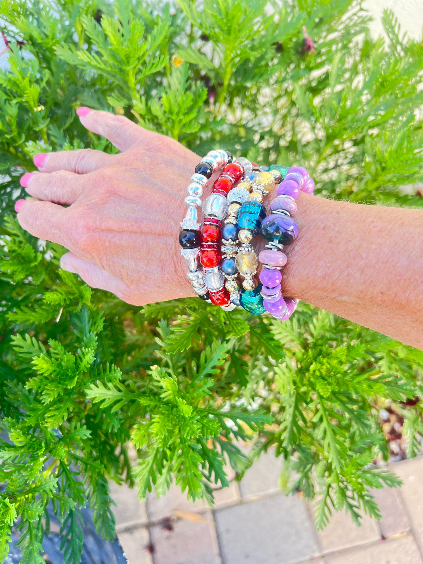 Purple Howlite Beaded Cuff Bracelet