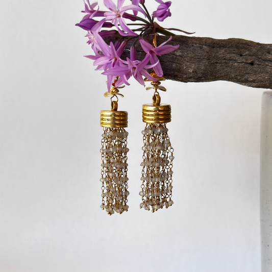 Elegance in Motion: Tassel Gold Earrings for Perfect Pairing with Lamonte Necklace