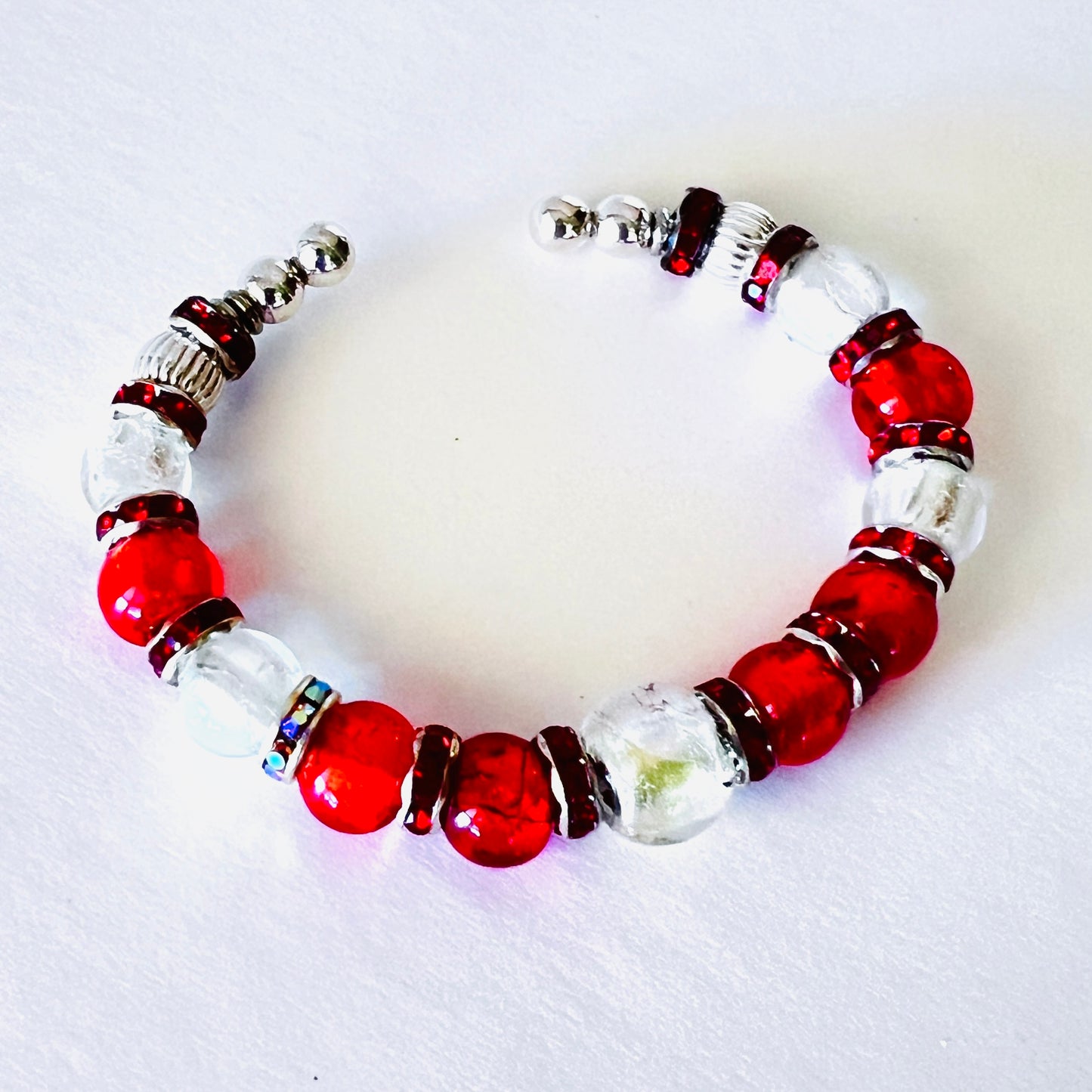 Silver and Red Foiled Bracelet