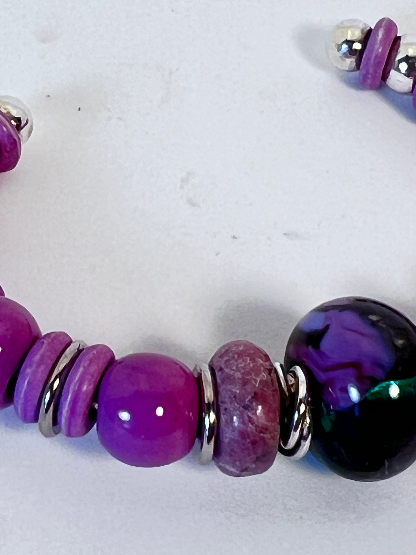 Purple Howlite Beaded Cuff Bracelet