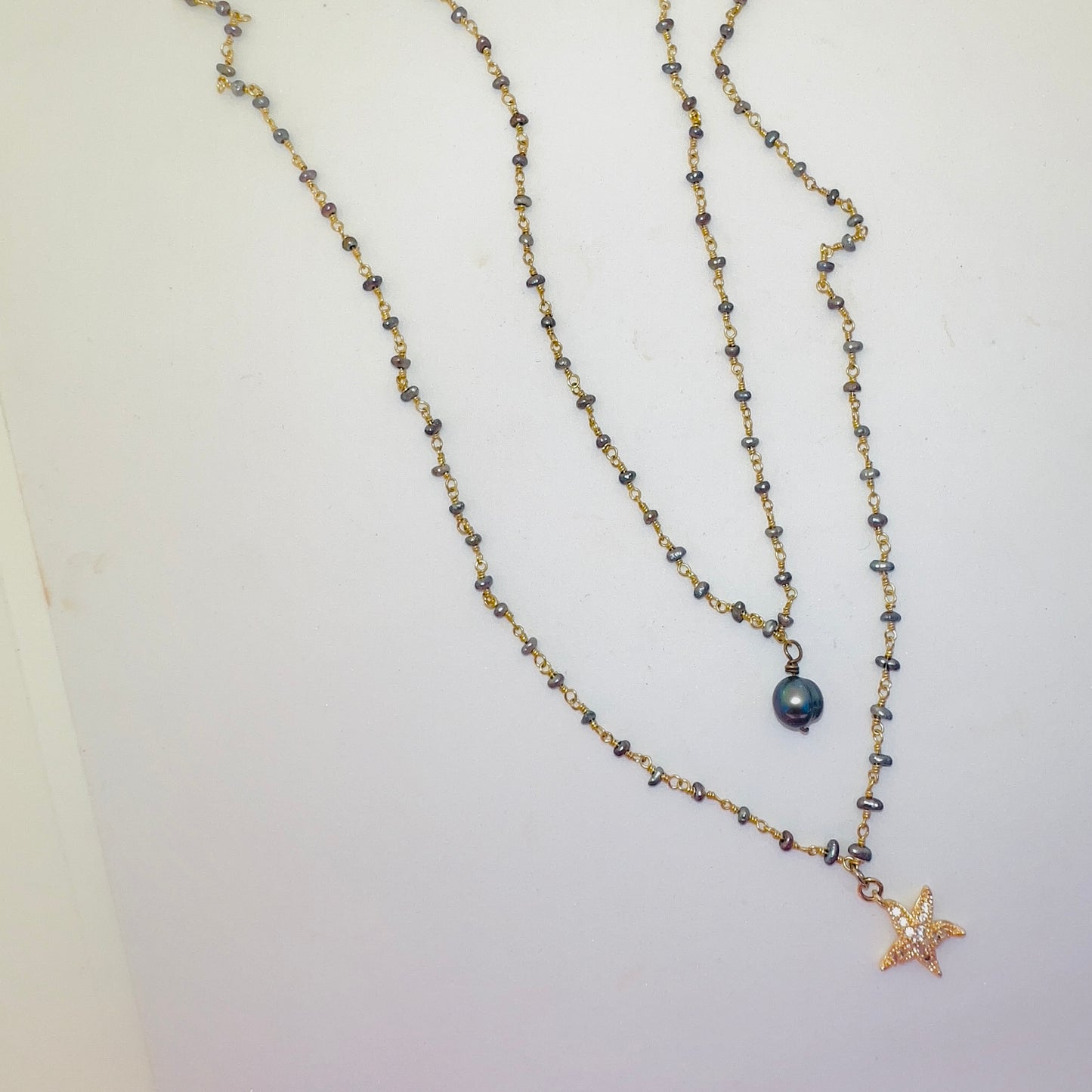 Pave Starfish Earwire with Gold Beads and Crystals - Ideal for Royal Star Gazing Necklace