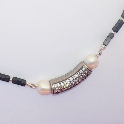 Smoky Topaz & Pearl Pave Necklace